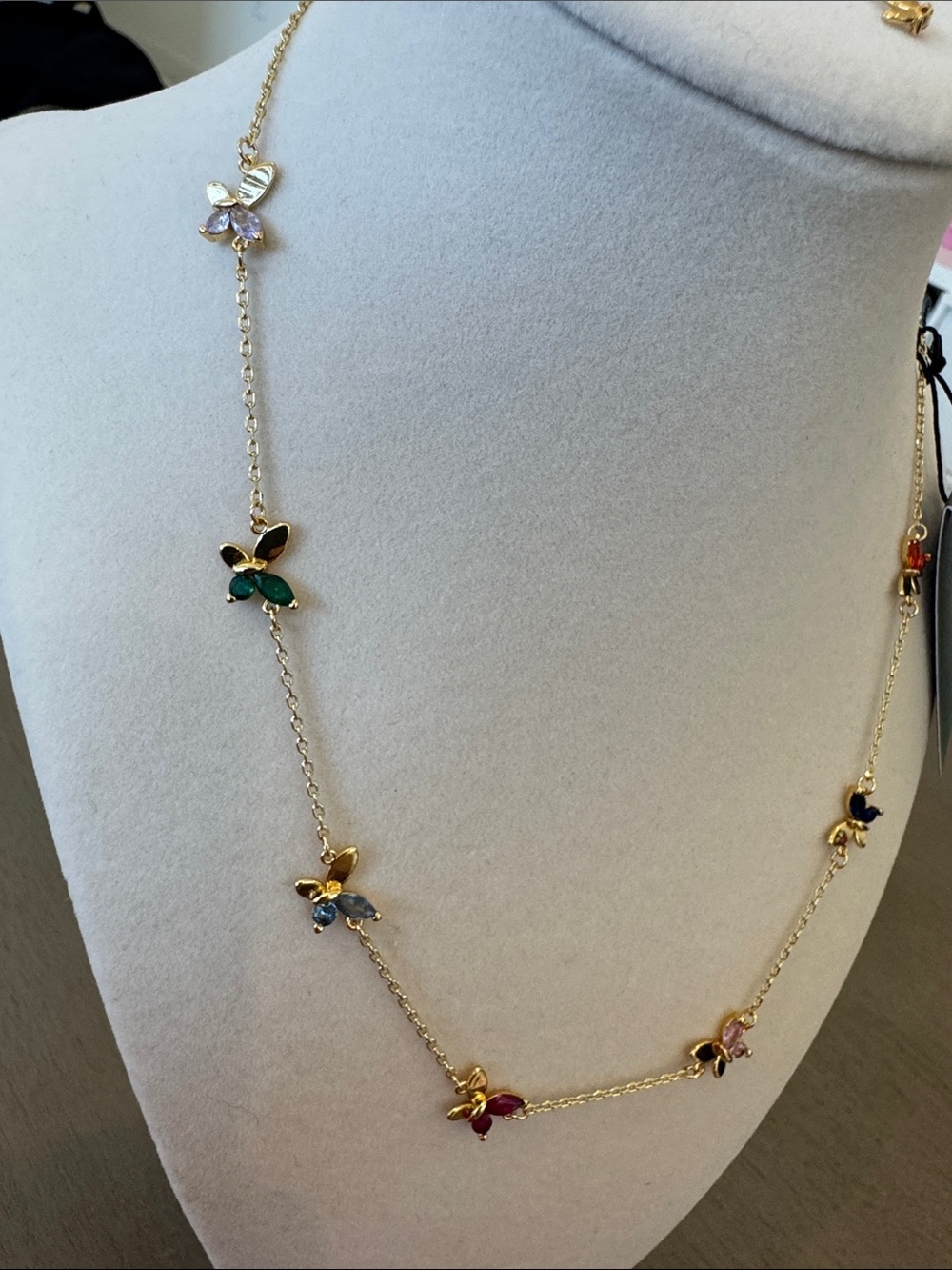 kate spade Gold Multicolor Enamel Butterfly Station Necklace - Picture 3 of 4